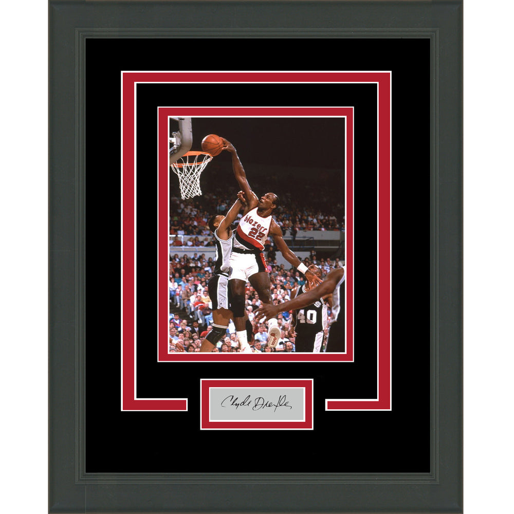 Framed Clyde Drexler Facsimile Laser Engraved Signature Auto Portland Trail Blazers 11x14 Basketball Photo (ONLINE ORDER ONLY)