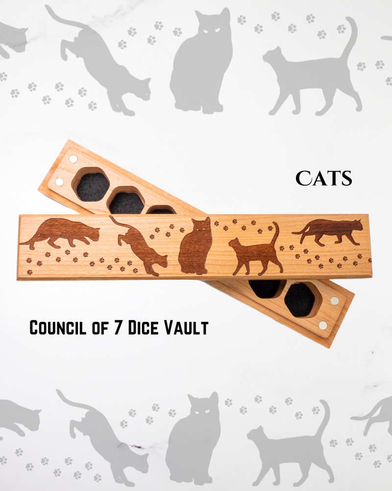 Cats | Engraved Council of 7 Dice Vault (ONLINE ORDER ONLY)