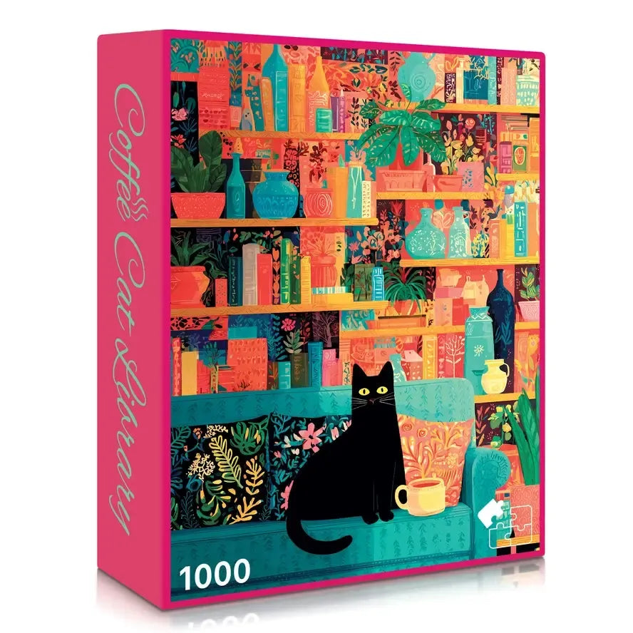 Coffee Cat Library 1000 Piece Jigsaw Puzzle Final Piece