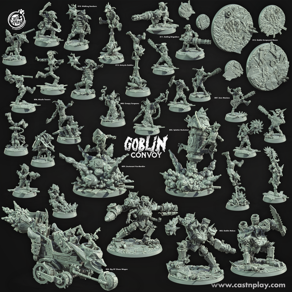 3D Printed Cast n Play Walking Bombers The Goblin Convoy 28mm 32mm D&D (Online Only)