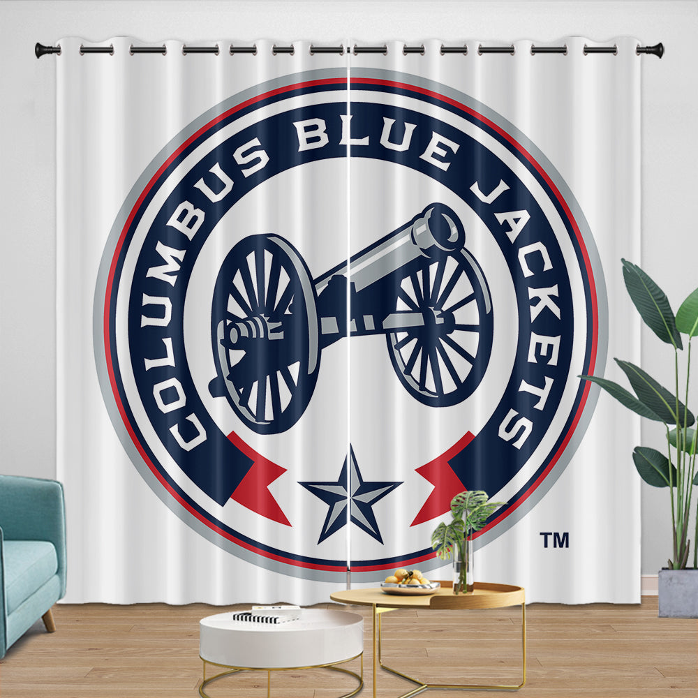 Columbus Blue Jackets Curtains Blackout Window Drapes Room Decoration (Online Order Only)