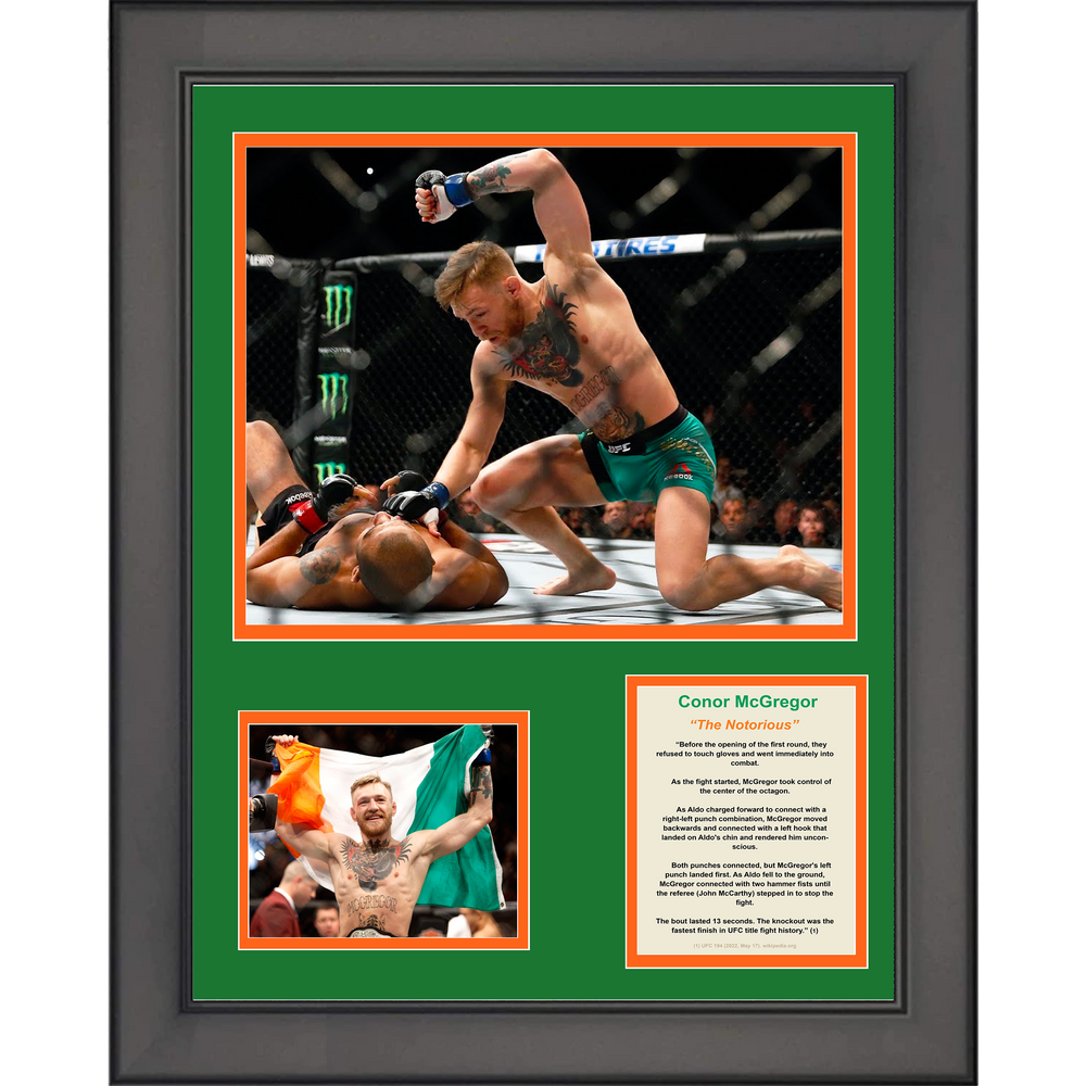 Framed Conor McGregor 13 Second KO Knockout UFC MMA 11"x14" Three Photo Collage (ONLINE ORDER ONLY)
