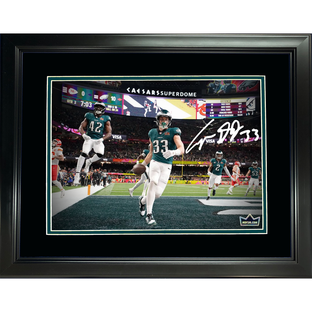 Framed Cooper DeJean Philadelphia Eagles Super Bowl LIX Pick Six 6 Facsimile Laser Engraved Signature Auto 11"x14" Football Photo HOFSM Holo (ONLINE ORDER ONLY)