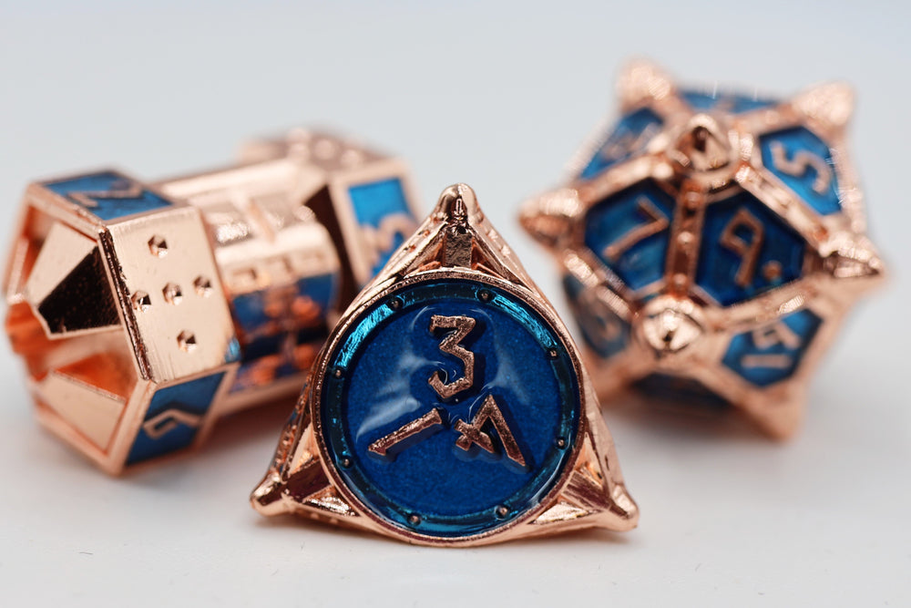 Dice 51: Copper Lit Space - Metal RPG Dice Set (ONLINE ORDER ONLY)