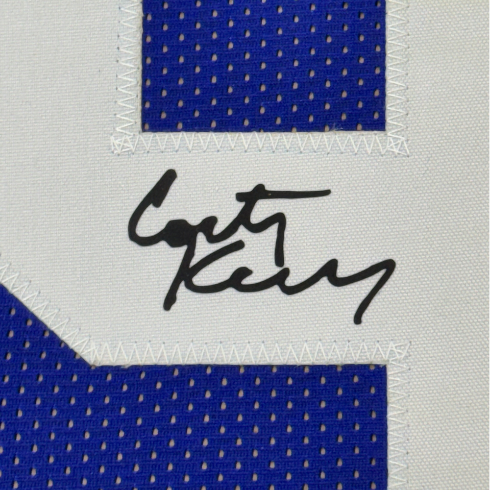 Framed Facsimile Autographed Cortez Kennedy 35x39 Seattle Blue Reprint Laser Auto Football Jersey (ONLINE ORDER ONLY)