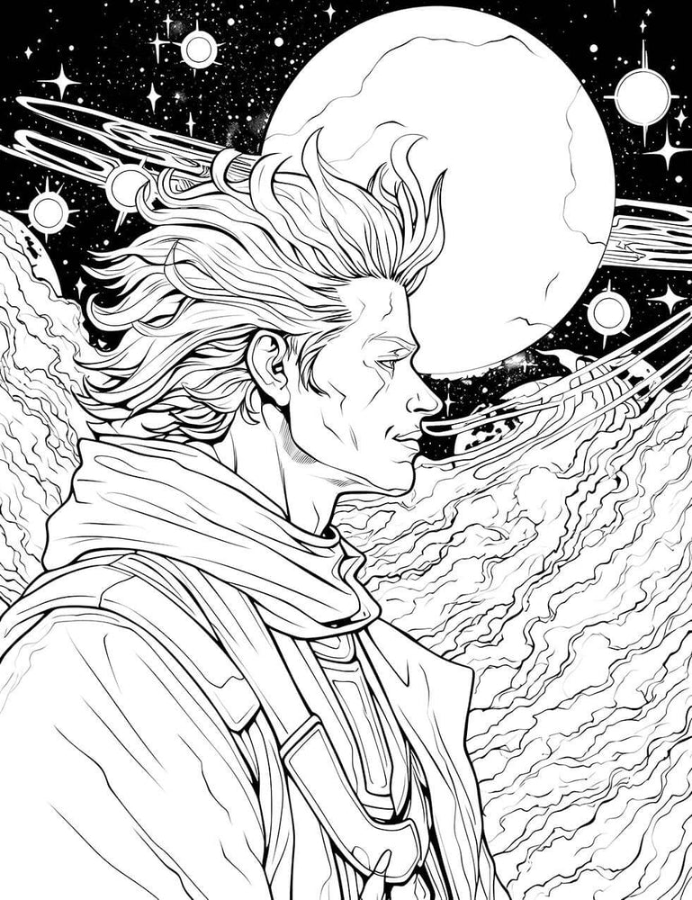 Cosmic Adventurer Coloring Page | Printable Sci-Fi Hero Art (ONLINE ORDER ONLY)