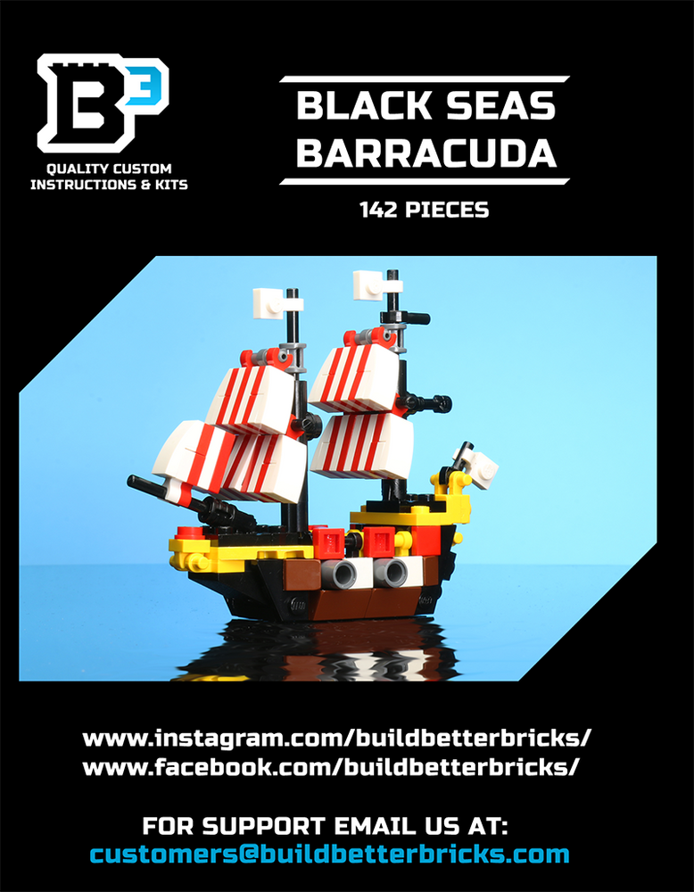 Custom Mini Black Seas Barracuda with Captain Brickbeard Minifigure (Online Order Only)