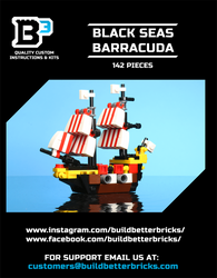 Custom Mini Black Seas Barracuda with Captain Brickbeard Minifigure (Online Order Only)