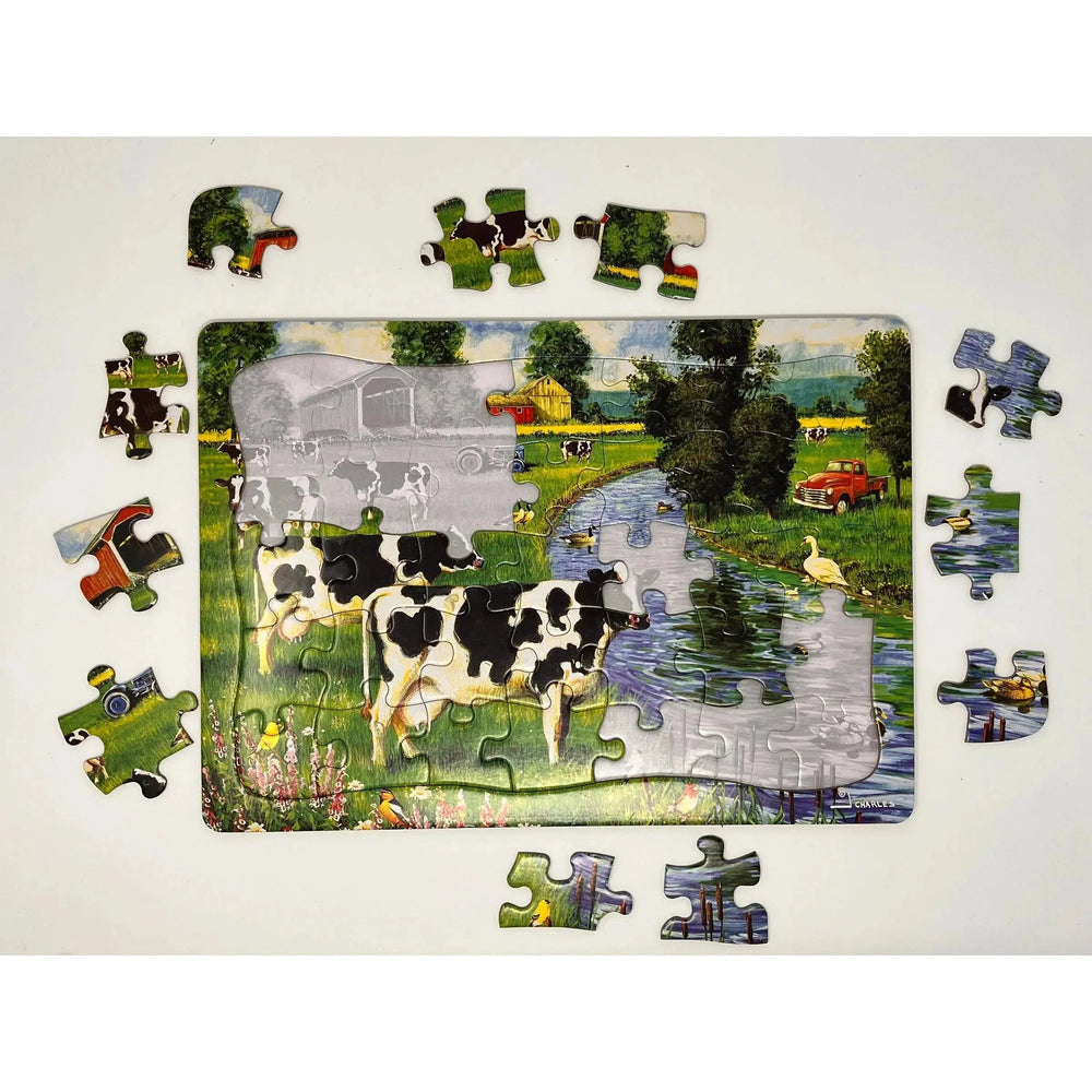 Cow Stream 35 Piece Tray Jigsaw Puzzle Cobble Hill (ONLINE ORDER ONLY)