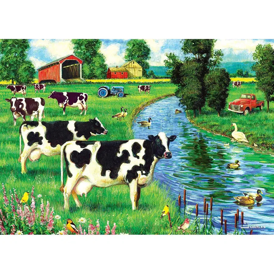 Cow Stream 35 Piece Tray Jigsaw Puzzle Cobble Hill (ONLINE ORDER ONLY)