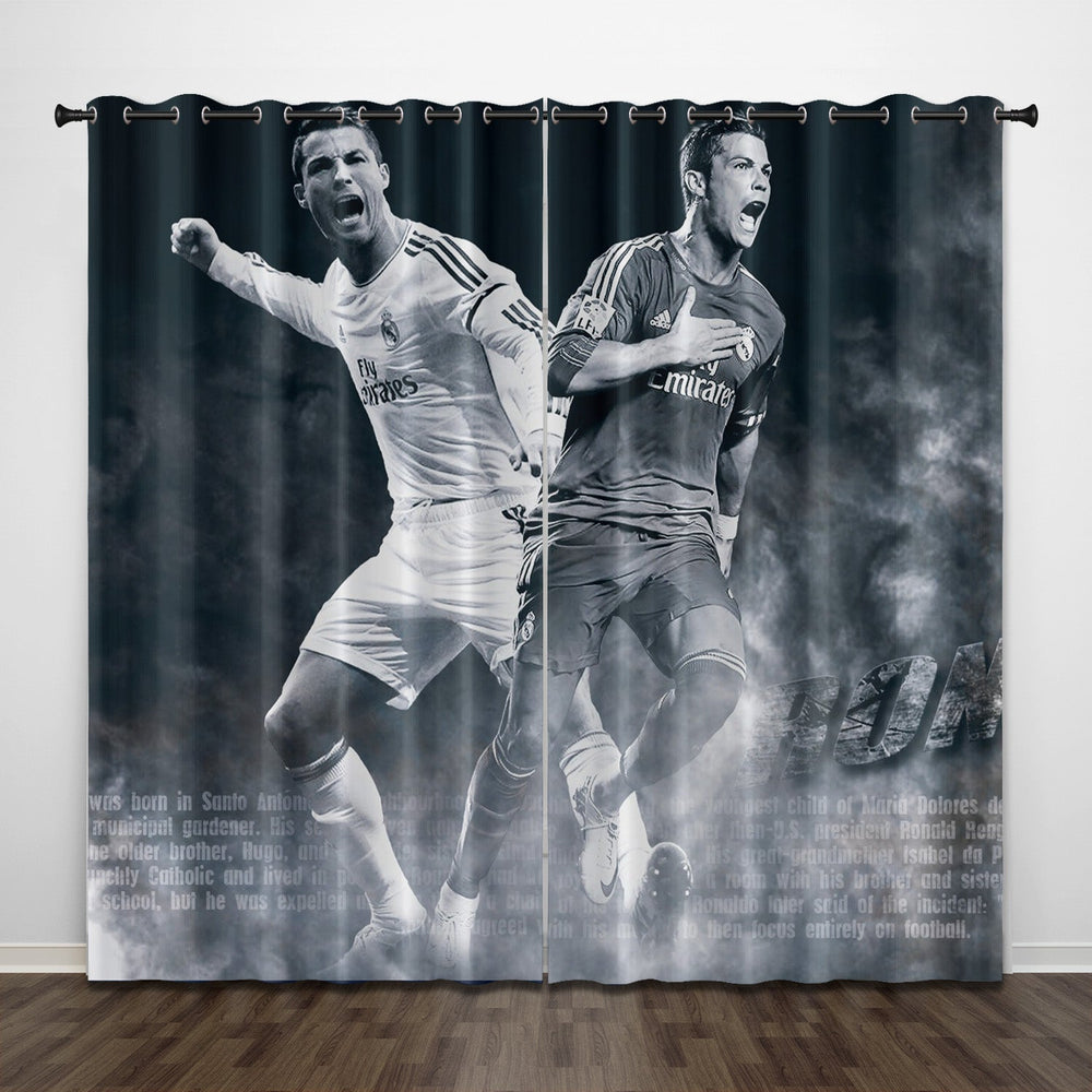 Cristiano Ronaldo CR7 Curtains Pattern Blackout Window Drapes (Online Order Only)
