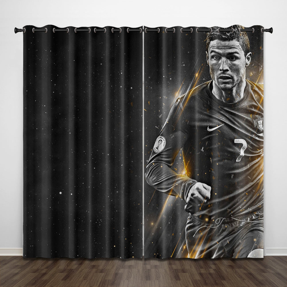 Cristiano Ronaldo CR7 Curtains Pattern Blackout Window Drapes (Online Order Only)