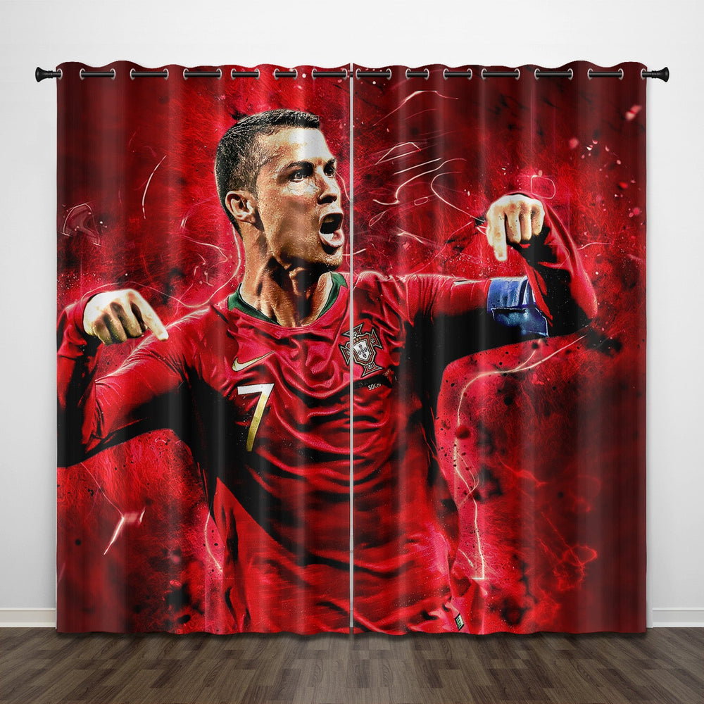 Cristiano Ronaldo CR7 Curtains Pattern Blackout Window Drapes (Online Order Only)