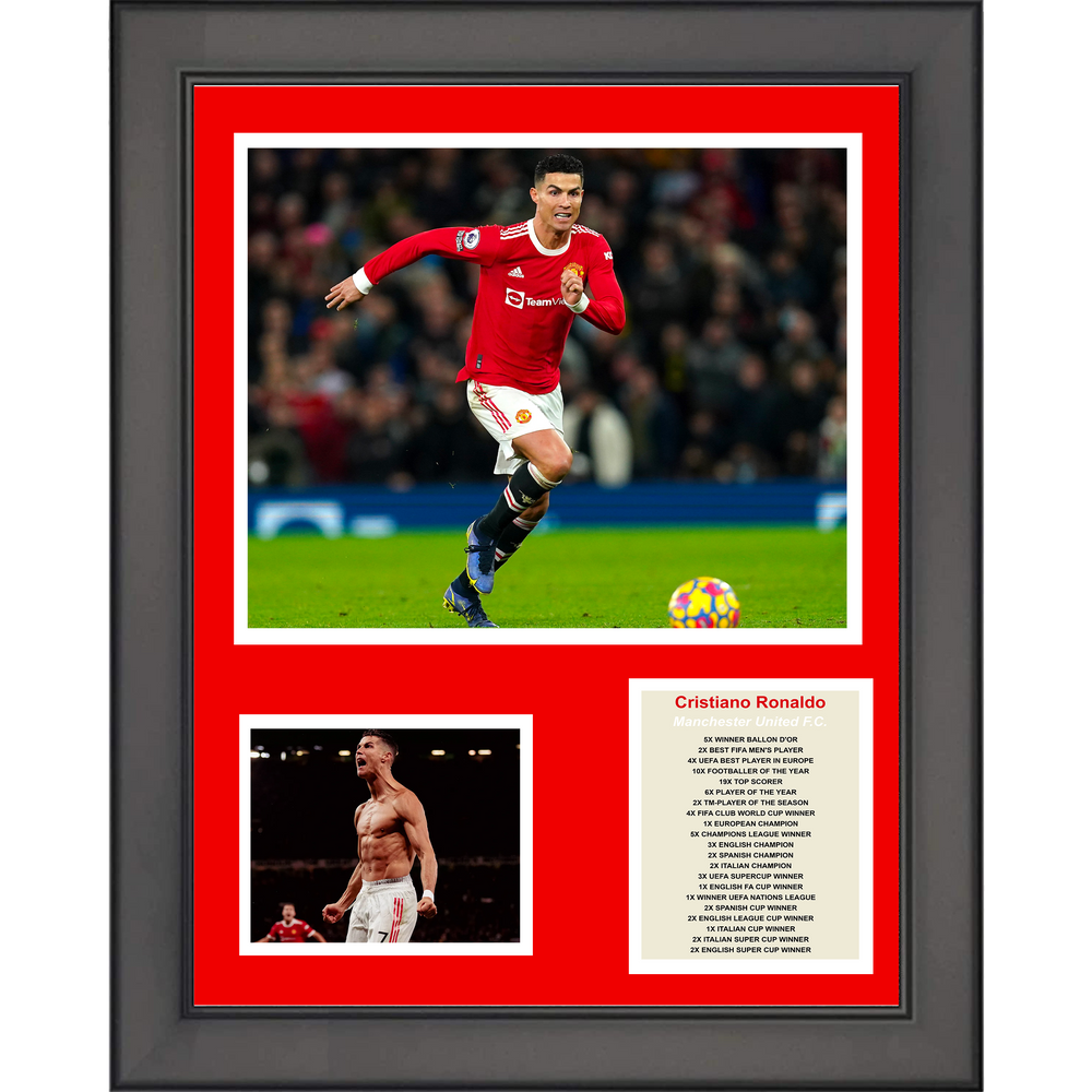 Framed Cristiano Ronaldo Manchester United Soccer Futbol 11"x14" Three Photo Collage (ONLINE ORDER ONLY)