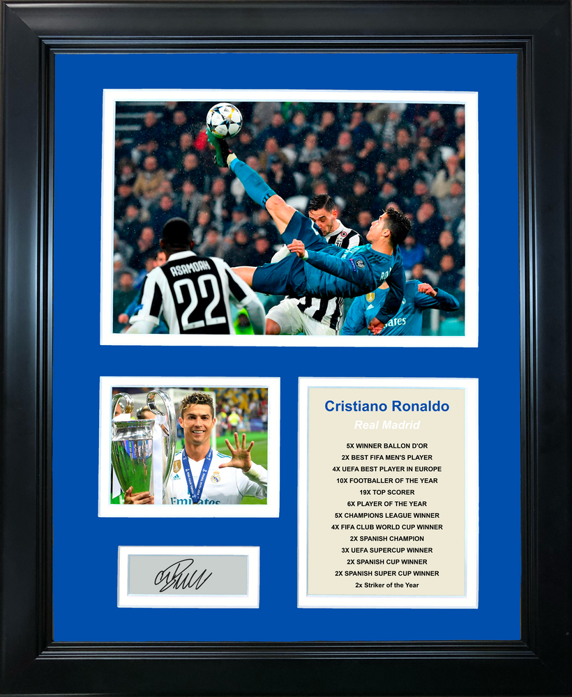 Framed Cristiano Ronaldo Facsimile Laser Engraved Signature Auto Real Madrid Soccer Futbol 11"x14" Photo Sig Collage (ONLINE ORDER ONLY)