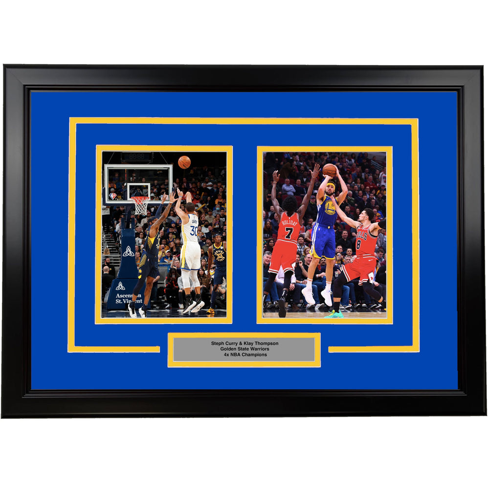 Framed Steph Curry and Klay Thompson Golden State Warriors 17x23 Dual Basketball Photo (ONLINE ORDER ONLY)