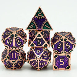Metal Steampunk Style 7 Piece Polyhedral Dice Set With Bag (Online Order Only)