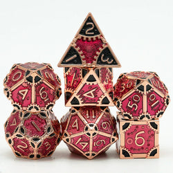 Metal Steampunk Style 7 Piece Polyhedral Dice Set With Bag (Online Order Only)