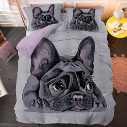 Cute Dog Cartoon Pug Bedding Set Duvet Covers (Online Order Only)