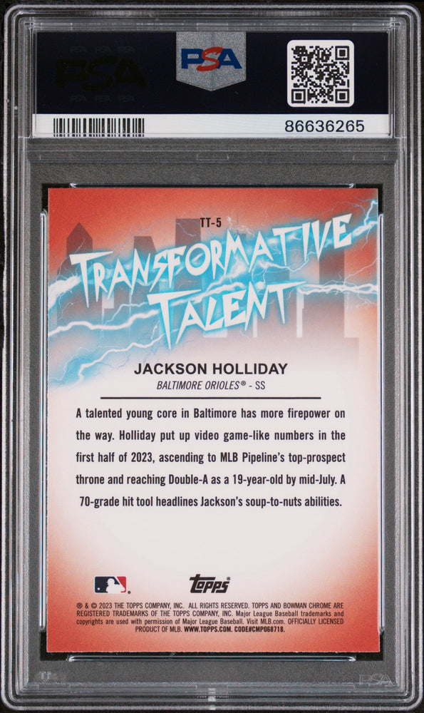 2023 BOWMAN DRAFT TRANSFORMATIVE TALENT JACKSON HOLLIDAY  #TT5 - PSA 9 ROOKIE CARD (Online Order Only)