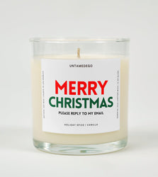 Merry Christmas Please Reply To My Email Glass Candle (ONLINE ORDER ONLY)