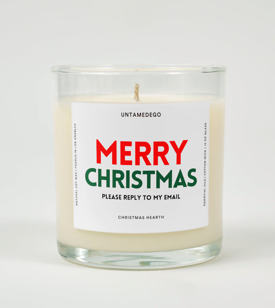 Merry Christmas Please Reply To My Email Glass Candle (ONLINE ORDER ONLY)