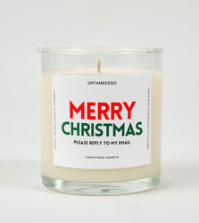 Merry Christmas Please Reply To My Email Glass Candle (ONLINE ORDER ONLY)