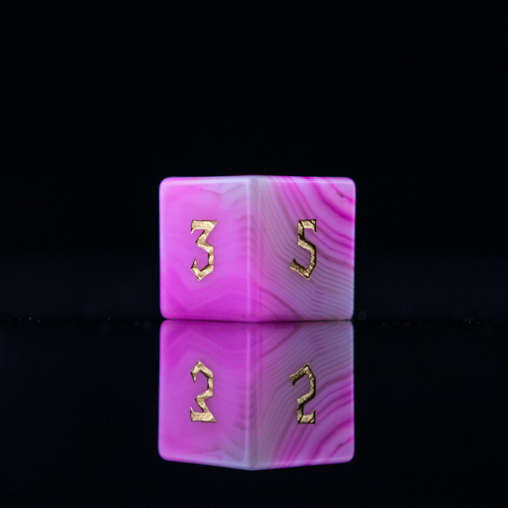 Pink Agate Stone Dice Set (ONLINE ORDER ONLY)