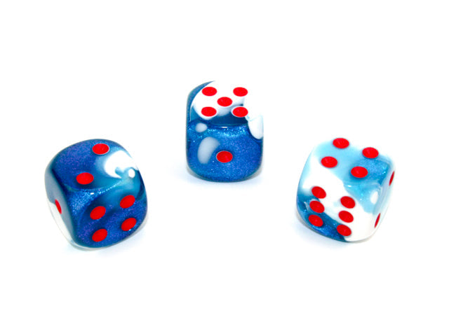 Gemini® 16mm w/pips Astral Blue-White/red d6 (sold per die) (Online Only)