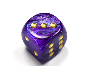 Lustrous® 30mm w/pips Purple/gold d6 DND RPG Dice (sold per die)