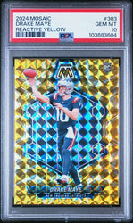 Graded 2024 Panini Mosaic Reactive Yellow Drake Maye #303 Rookie RC Football Card PSA 10 Gem Mint (ONLINE ORDER ONLY)