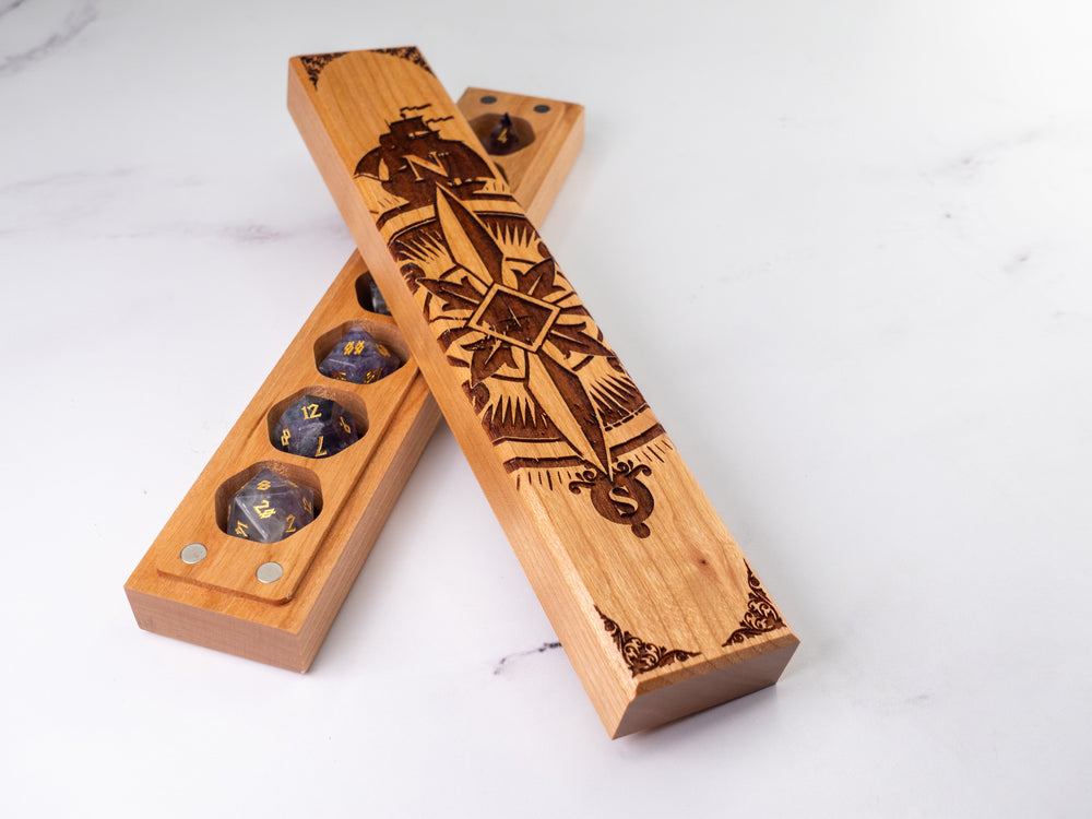 Compass Rose | Engraved Council of 7 Dice Vault (ONLINE ORDER ONLY)