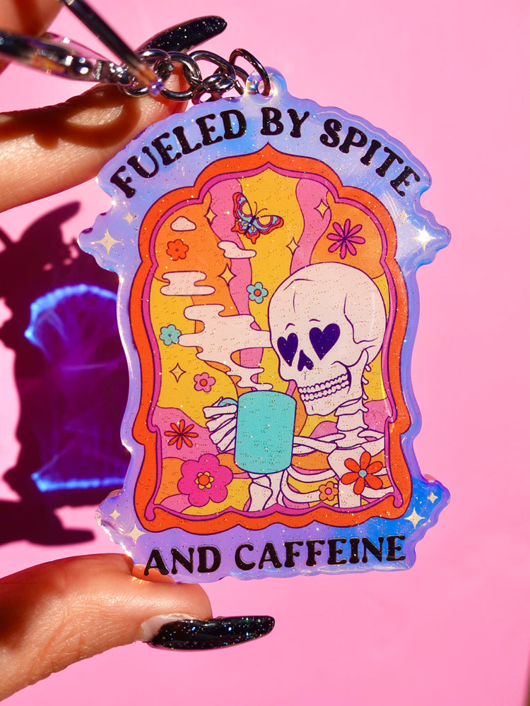 Fueled By Spite And Caffeine Rainbow Keychain (Online Order Only)
