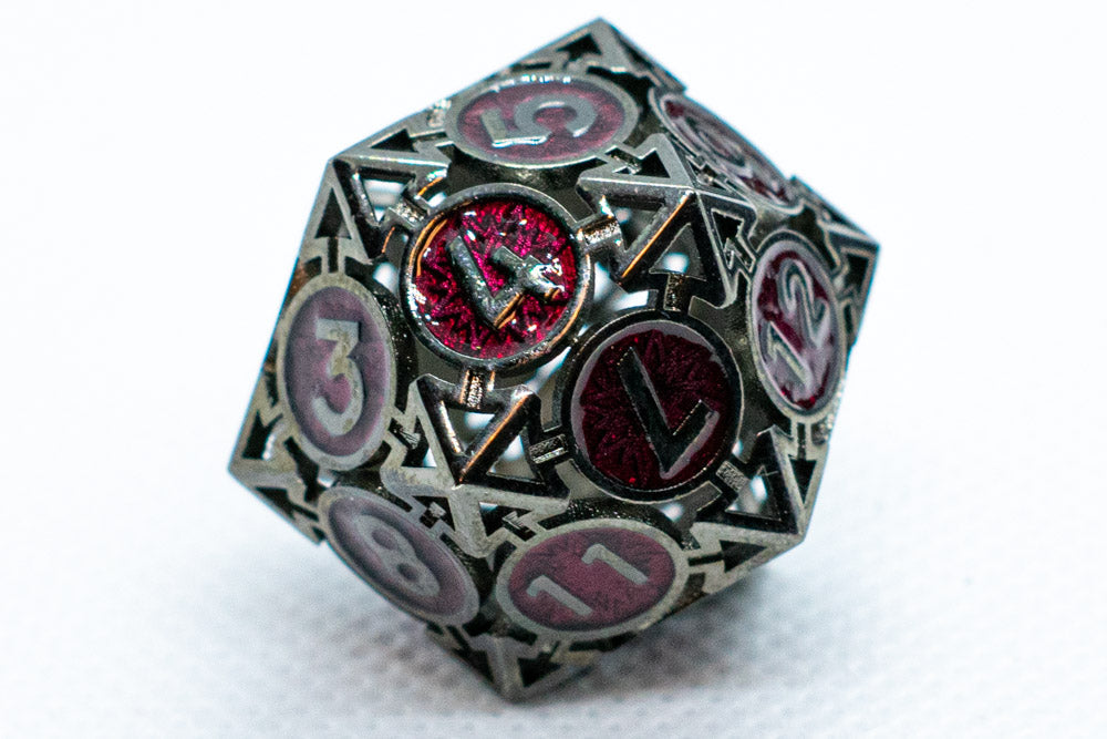 Black w/Dark Maroon Deadly Arrow Dice | 7-Dice RPG Set High Visibility (Online Only)
