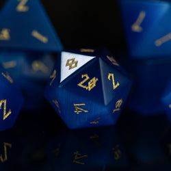 Deep Blue Cat's Eye Stone Dice Set (ONLINE ORDER ONLY)