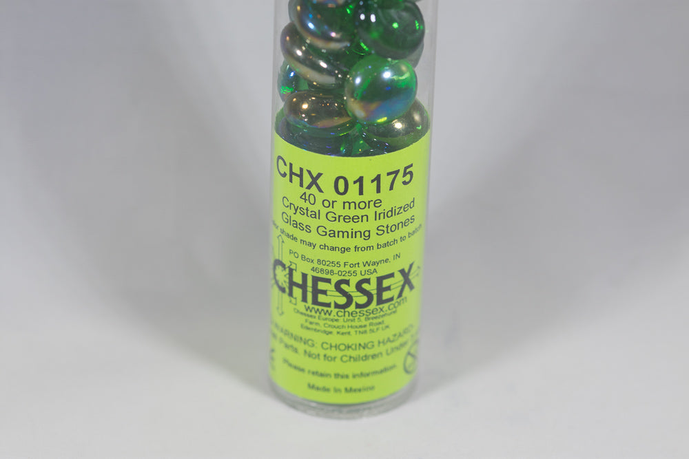 40+ Crystal Green Iridized Glass Gaming Stones Counters (Online Only)