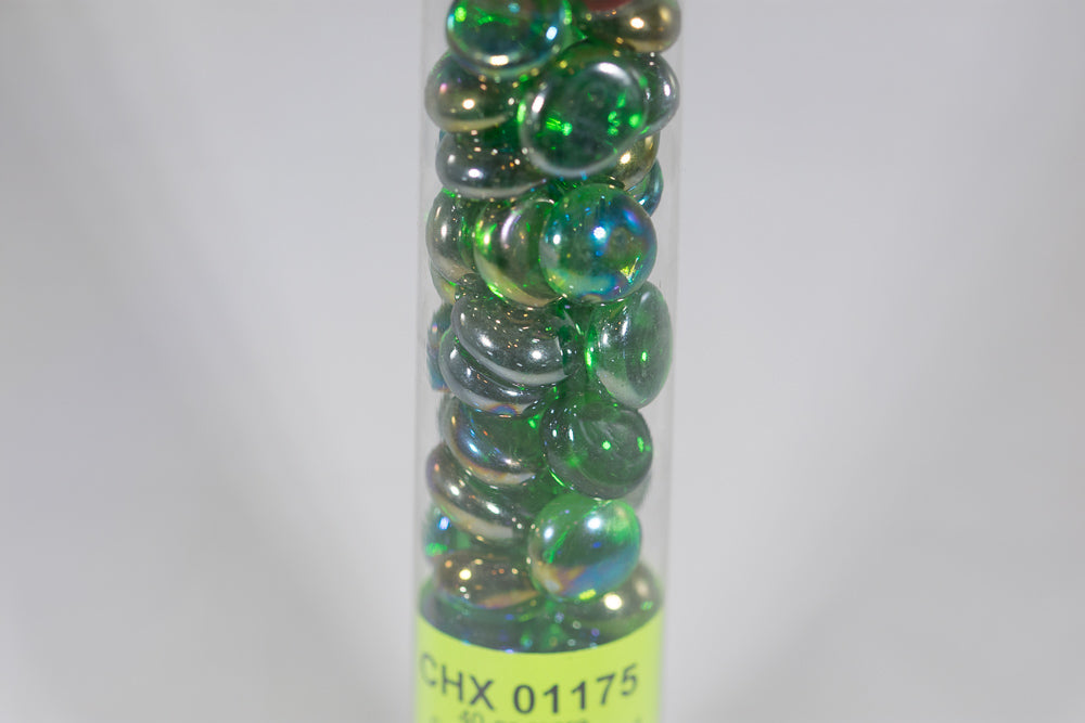 40+ Crystal Green Iridized Glass Gaming Stones Counters (Online Only)