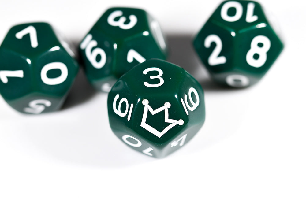Opaque Green/white Crown d12 (Online Only)