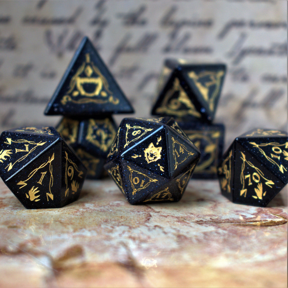 Fangs of Winter Blue Sandstone Stone Dice Set (ONLINE ORDER ONLY)