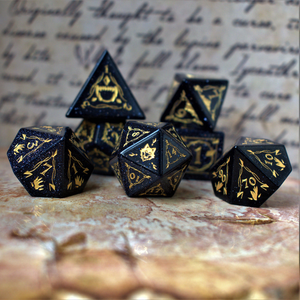 Fangs of Winter Blue Sandstone Stone Dice Set (ONLINE ORDER ONLY)