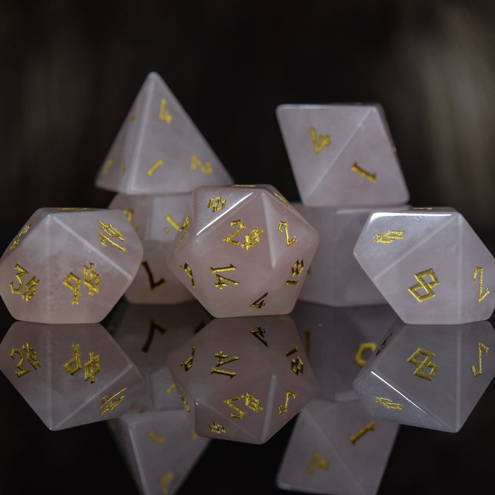 Rose Quartz Stone Dice Set (ONLINE ORDER ONLY)
