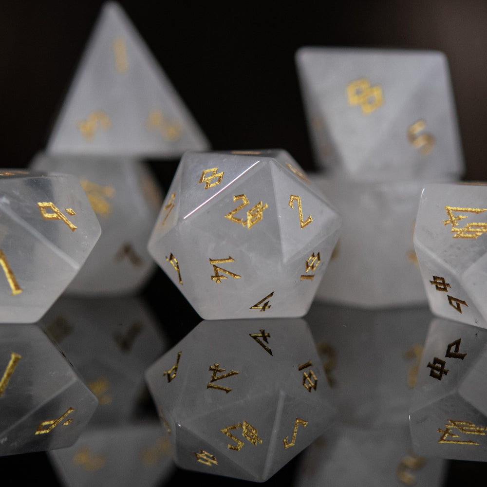 Crystal Quartz Stone Dice Set (ONLINE ORDER ONLY)