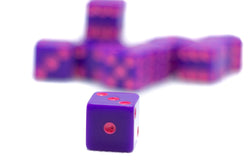Standard Opaque Purple w/Pink 16mm d6 Square Edge Dice (sold per die) (Online Only)