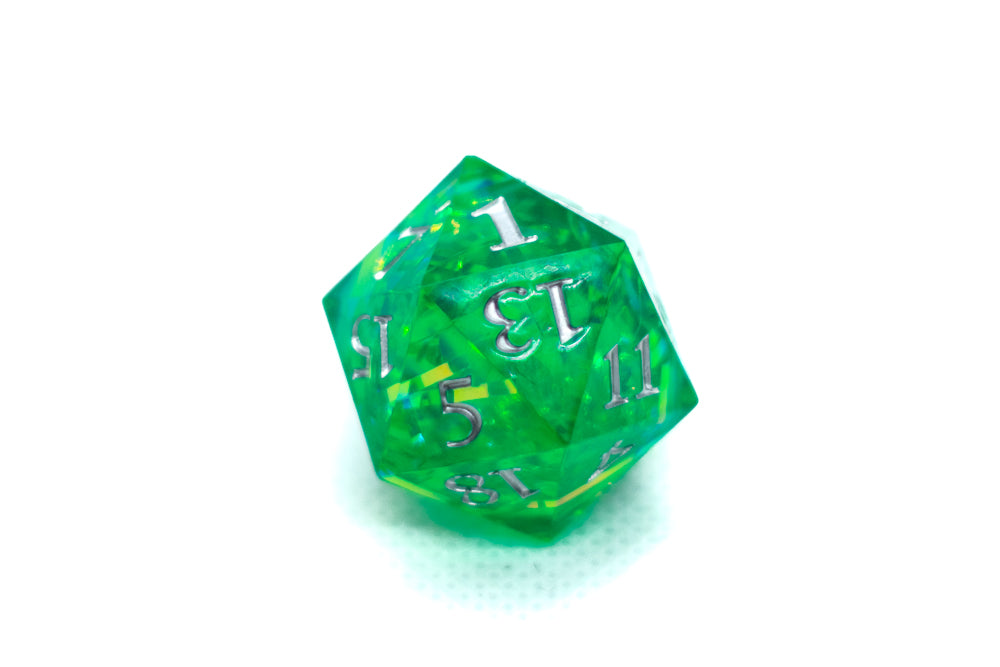 Red/Blue/Green/Purple Sharp Edge Resin d20 w/ Shimmer Insert (Online Only)