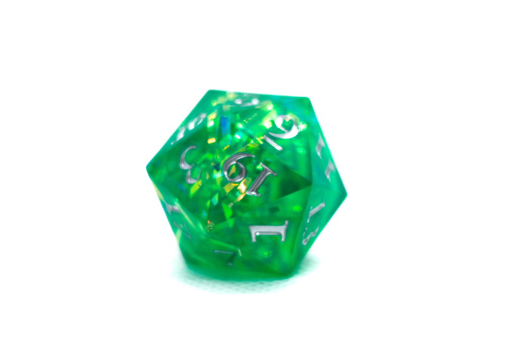 Red/Blue/Green/Purple Sharp Edge Resin d20 w/ Shimmer Insert (Online Only)