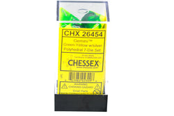 Polyhedral 7 Die Gemini Green-Yellow w/silver CHX 27422 (Online Only)