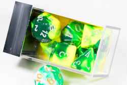 Polyhedral 7 Die Gemini Green-Yellow w/silver CHX 27422 (Online Only)