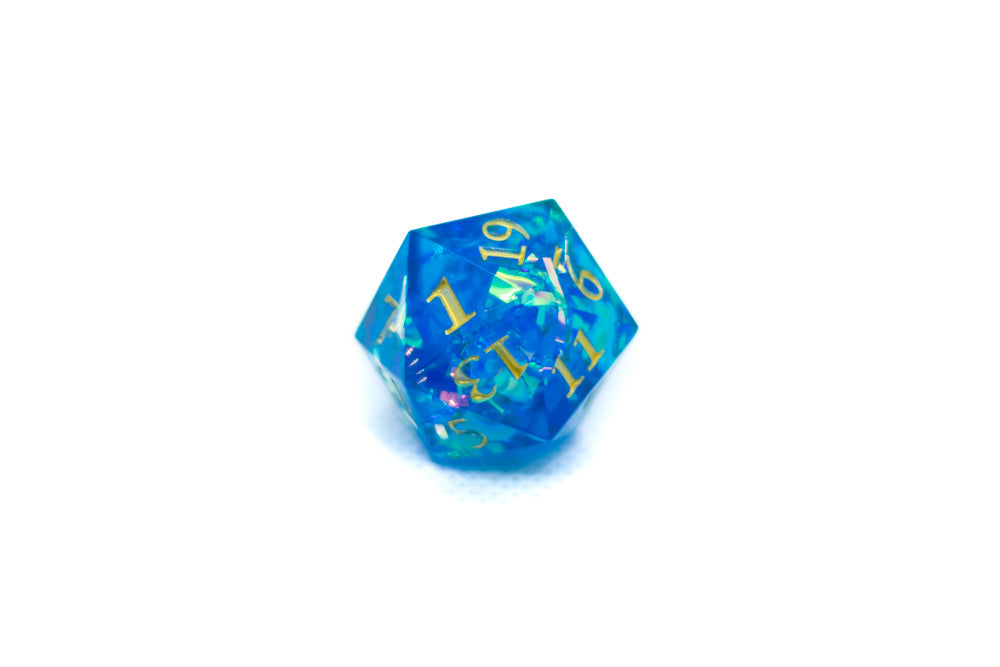 Red/Blue/Green/Purple Sharp Edge Resin d20 w/ Shimmer Insert (Online Only)