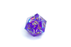 Red/Blue/Green/Purple Sharp Edge Resin d20 w/ Shimmer Insert (Online Only)