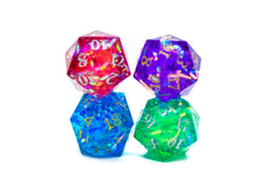 Red/Blue/Green/Purple Sharp Edge Resin d20 w/ Shimmer Insert (Online Only)